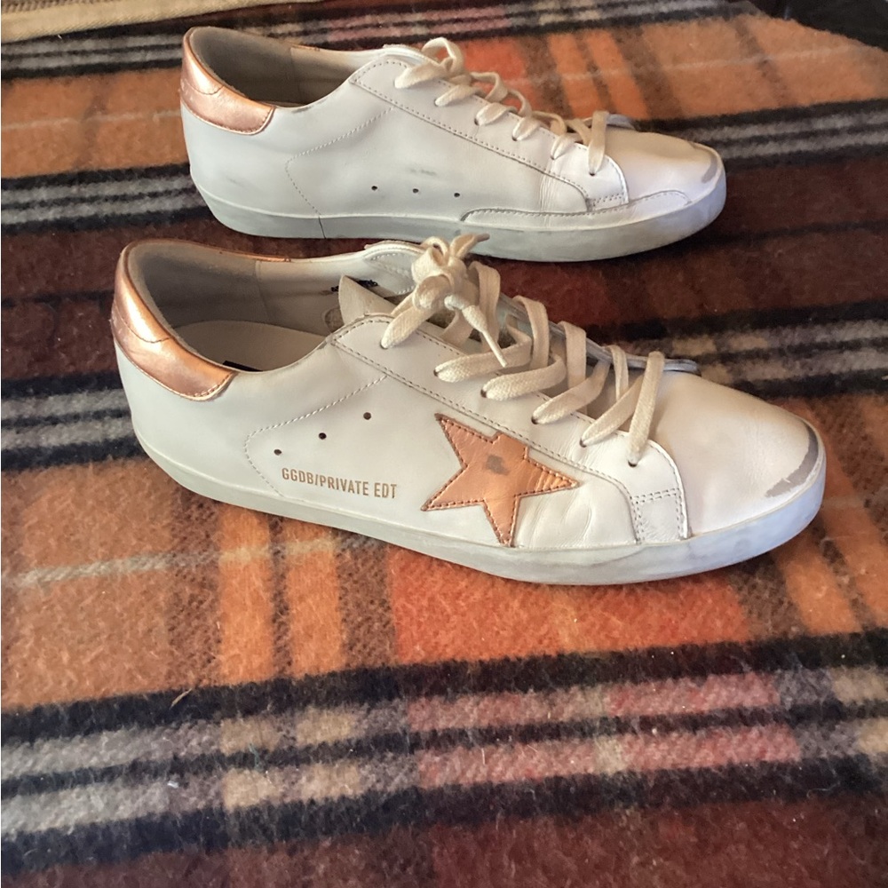 Golden Goose Superstar White Peach Pink Distressed 42 GGDB/Private Edt - Picture 2 of 16